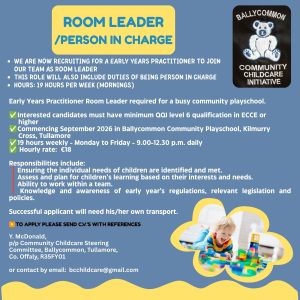 ballycommon afterschool job advert 17 06 2026 (logo)