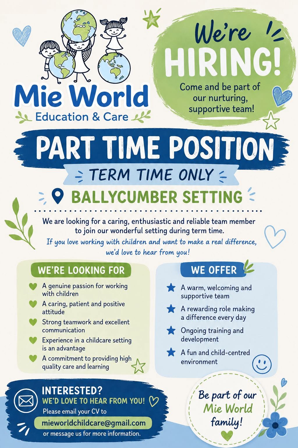 mie world ballycumber job advert
